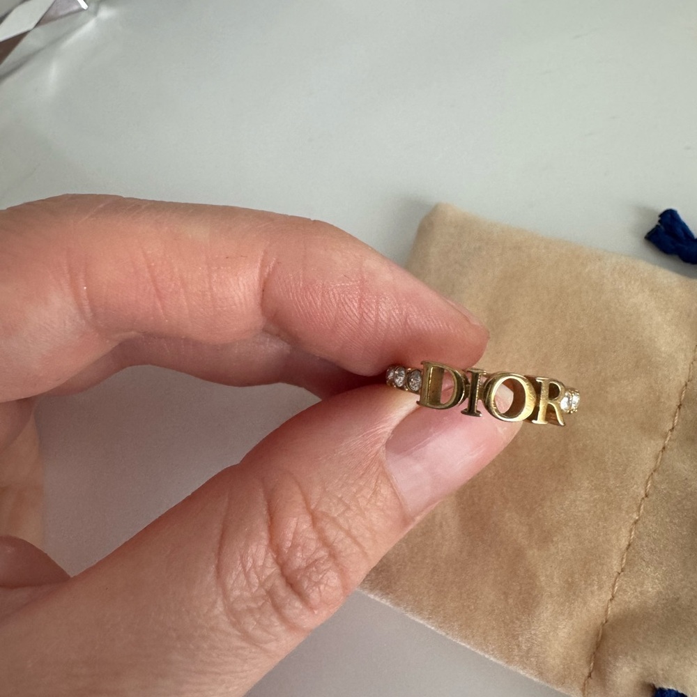 Dior Gold Textured Band Ring - Picture 2 of 3